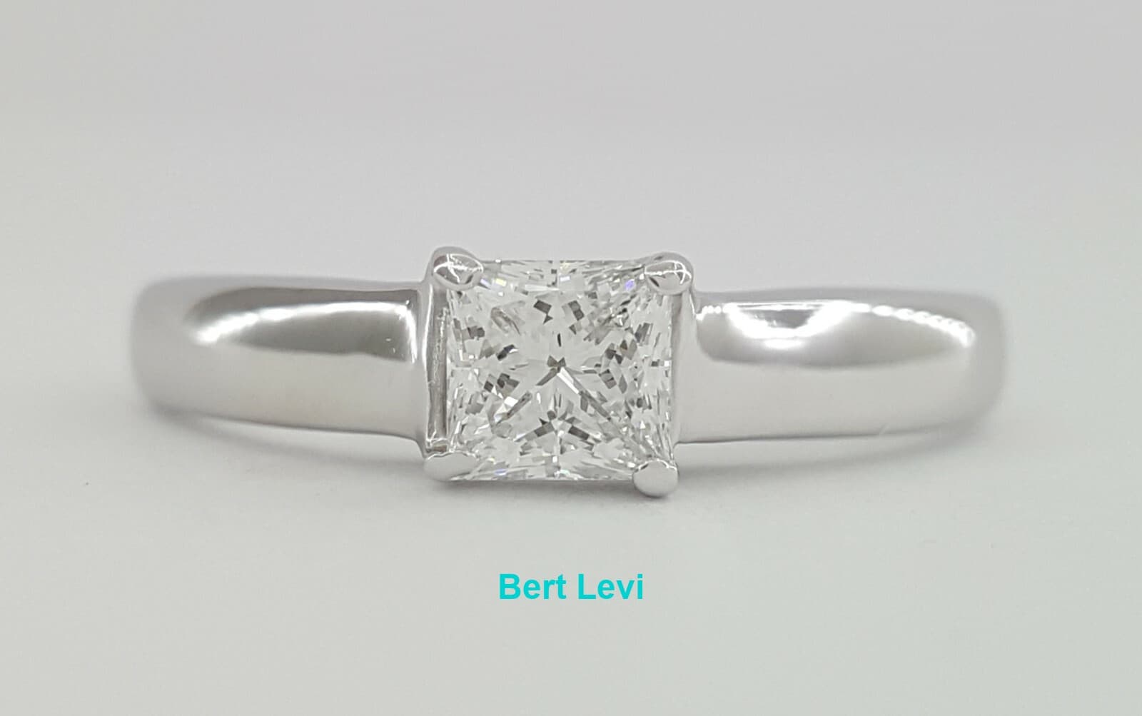Princess Ideal Cut Diamond Solitaire Engagement Ring 0.52 ct 14K White Gold