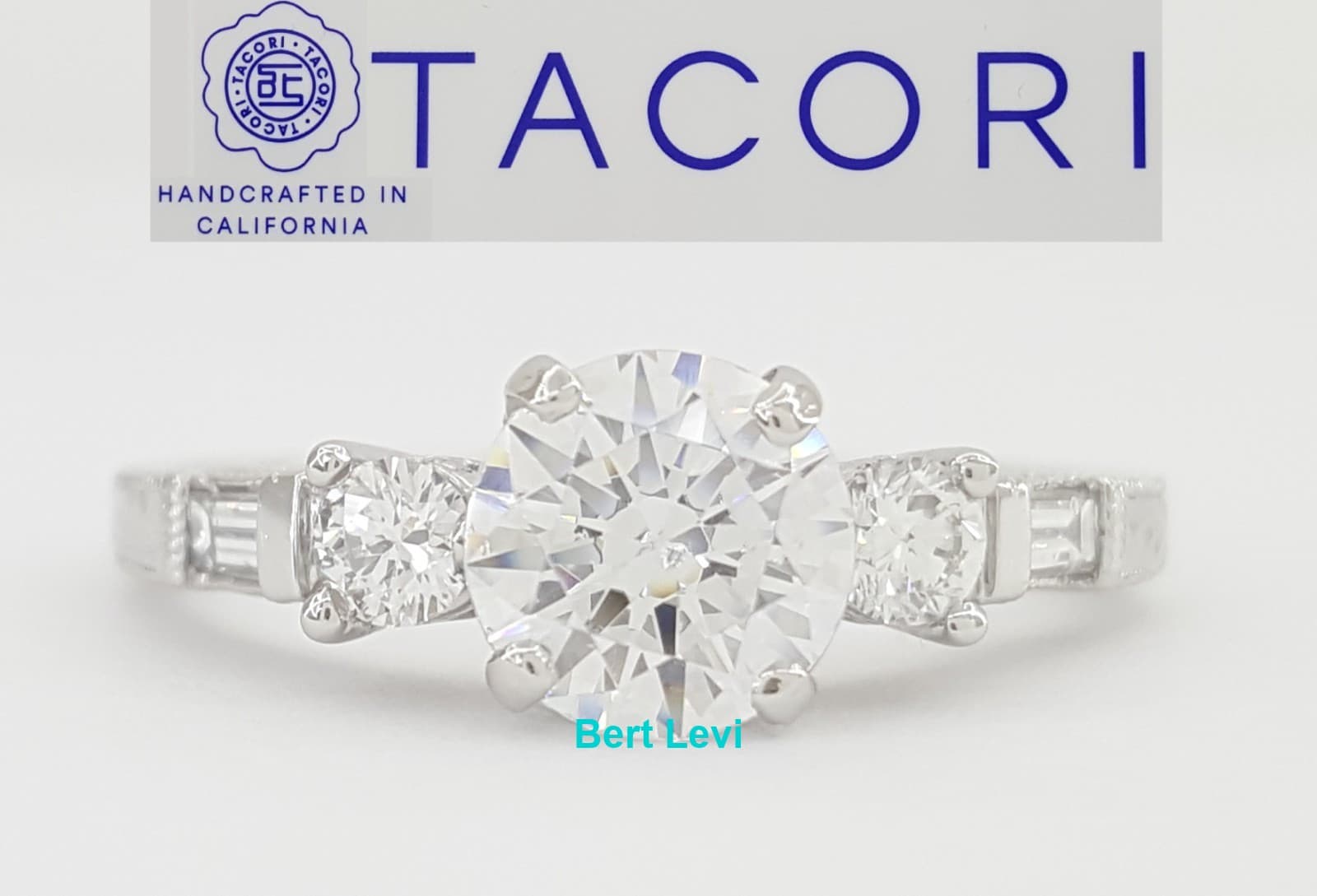 Tacori Crescent Platinum & 18k Semi-Mount Engagement Ring 0.31ct Retail $3,980