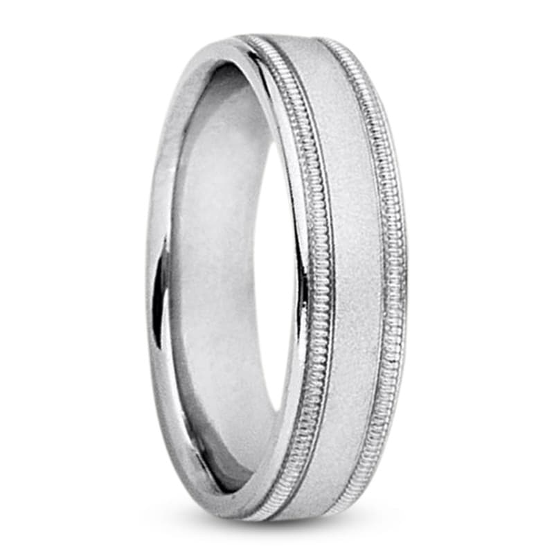 Mens 14KT White Gold Platinum Traditional Wedding Band M249