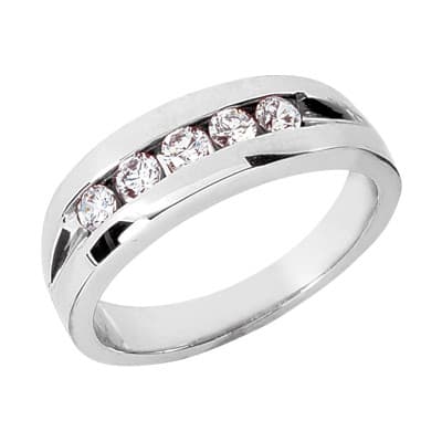 Ladies 14KT White Gold Platinum Round Diamond Wedding Band Set WBS120-G