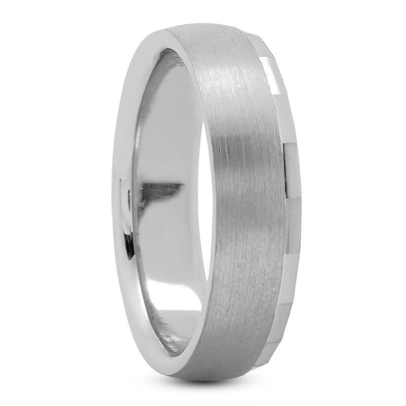 Mens 14KT White Gold Platinum Traditional Wedding Band M336