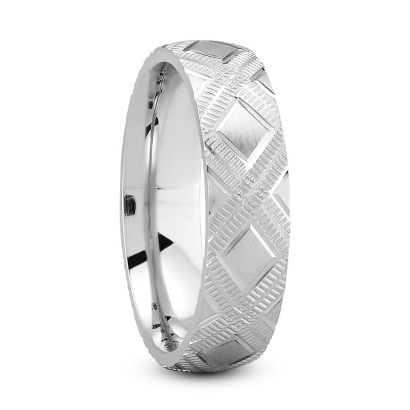 Mens 14KT White Gold Platinum Traditional Wedding Band M432