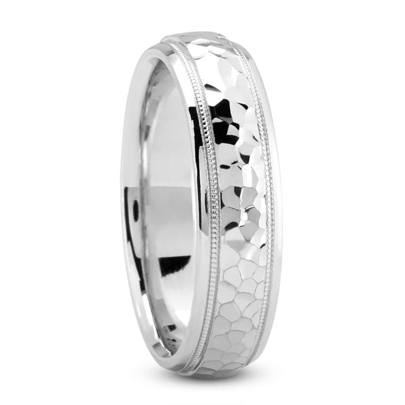Mens 14KT White Gold Platinum Traditional Wedding Band M597
