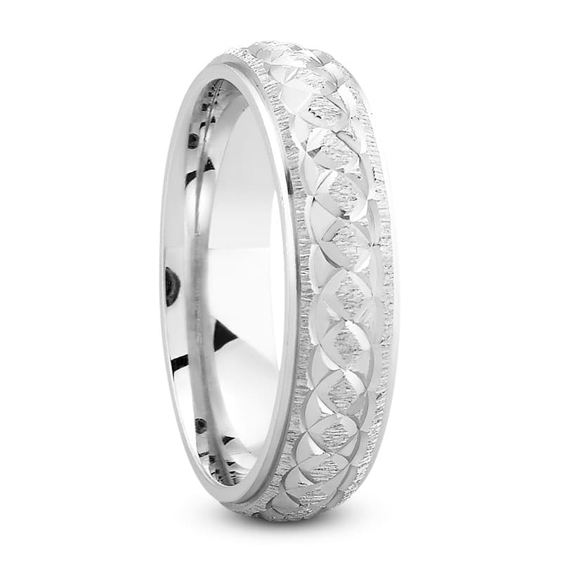 Mens 14KT White Gold Platinum Traditional Wedding Band M651