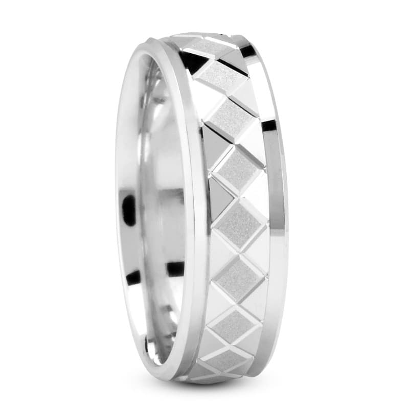 Mens 14KT White Gold Platinum Traditional Wedding Band M1049