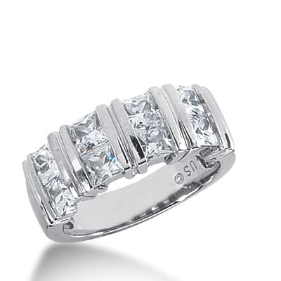 Ladies 14KT White Gold Platinum Round Diamond Wedding Band WB1530