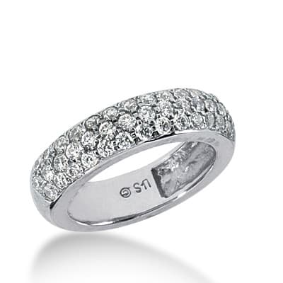 Ladies 14KT White Gold Platinum Round Diamond Wedding Band WB1540