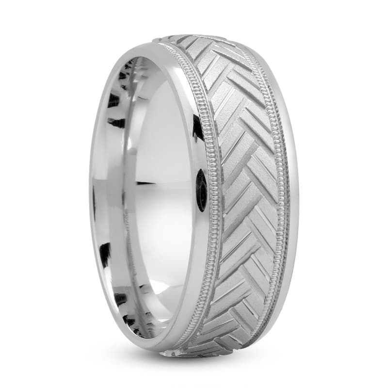 Mens 14KT White Gold Platinum Traditional Wedding Band M148