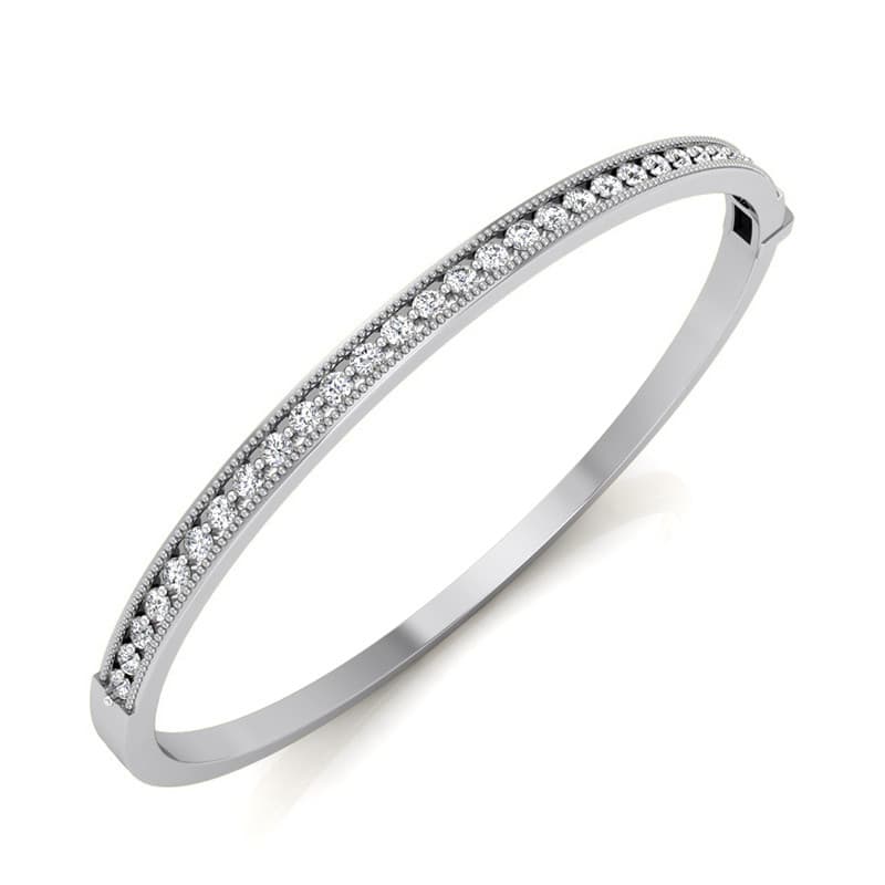 Ladies 14KT White Gold Platinum Bangle BGL211-7