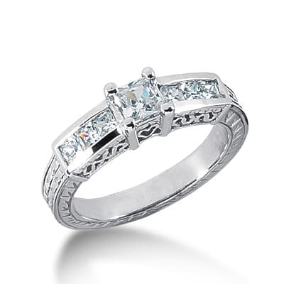 Ladies 14KT White Gold Platinum Fancy Engagement Ring ENR2199
