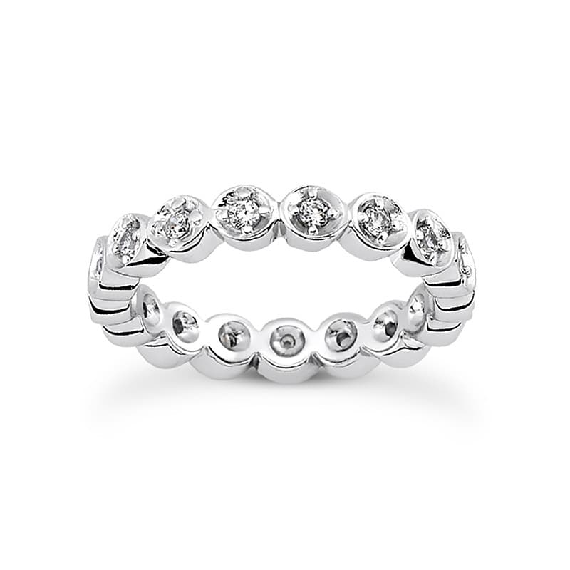 Ladies 14KT White Gold Platinum Eternity Wedding Band EWB343-4
