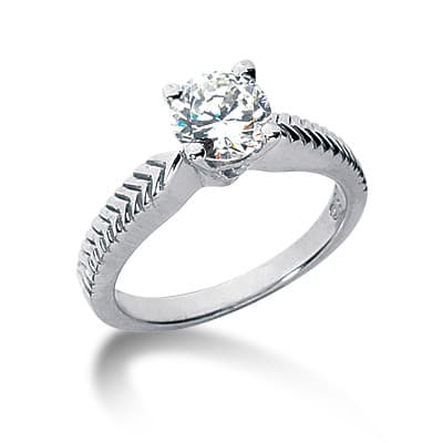 Ladies 14KT White Gold Platinum Antique Engagement Ring ENR6673