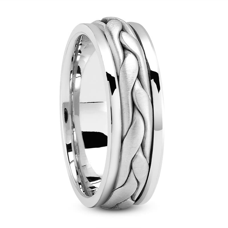 Ladies 14KT White Gold Platinum Traditional Wedding Band HM109