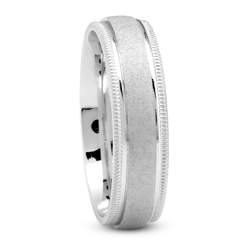 Mens 14KT White Gold Platinum Traditional Wedding Band M561