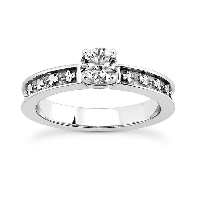 Ladies 14KT White Gold Platinum Solitaire Engagement Set ENS3629-A