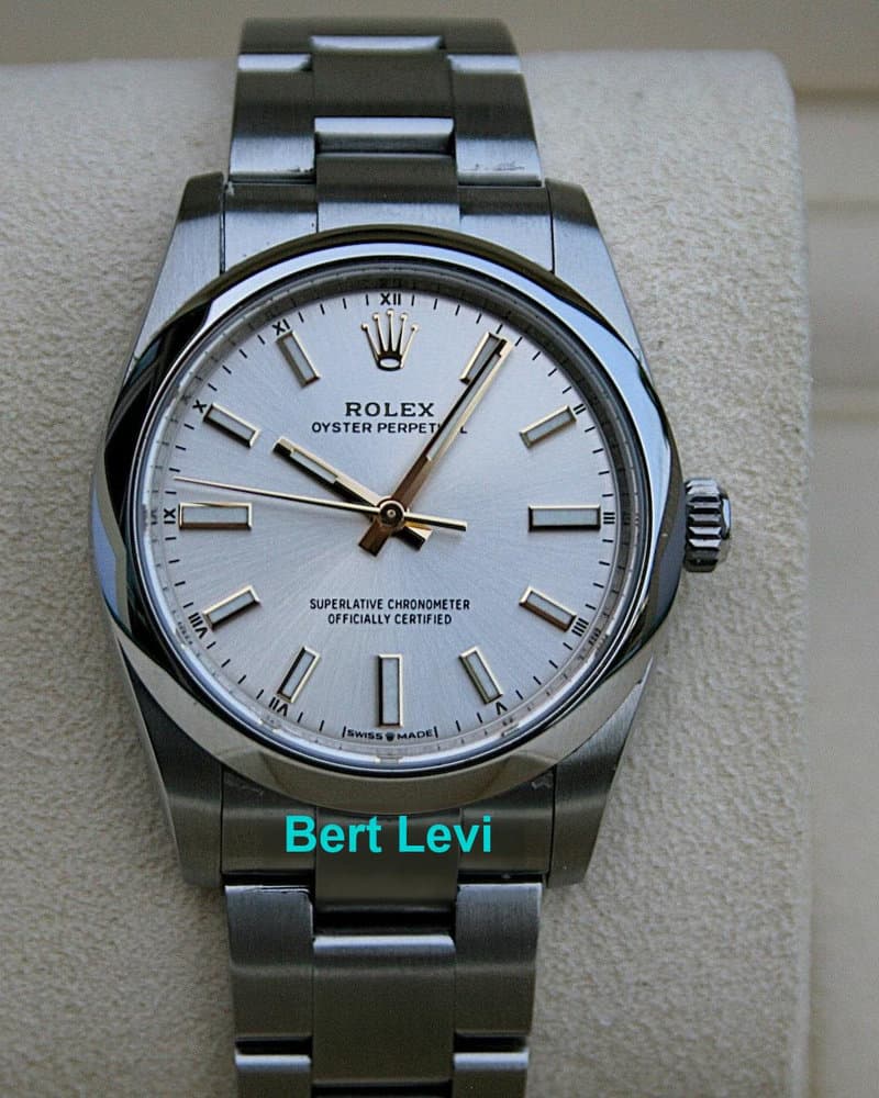 ROLEX 124200 OYSTER PERPETUAL WATCH 34MM SILVER MARKER