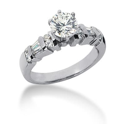 Ladies 14KT White Gold Platinum Fancy Engagement Set ENS571-A
