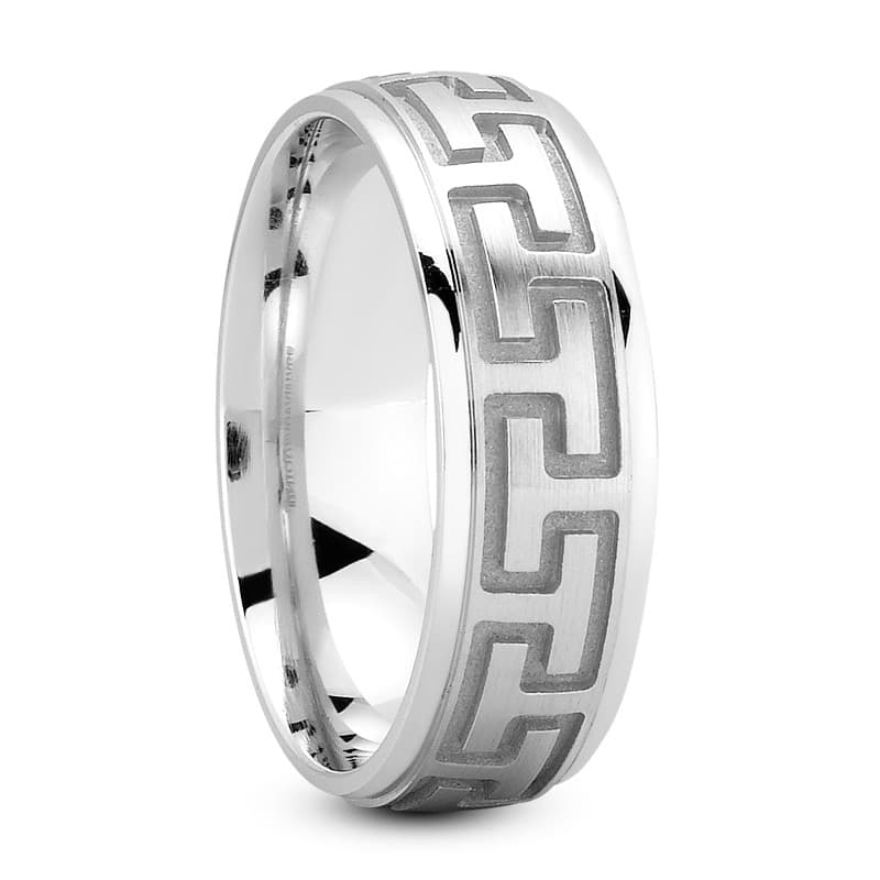 Mens 14KT White Gold Platinum Traditional Wedding Band M1122