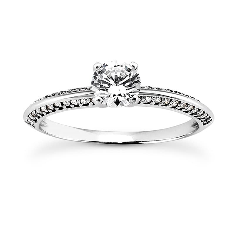 Ladies 14KT White Gold Platinum Round Diamond Tailored Engagement Set ENS3128-A