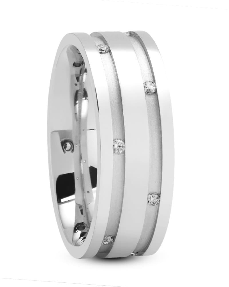 Ladies 14KT White Gold Platinum Traditional Wedding Band DB1020-8-RD