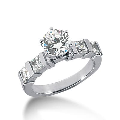 Ladies 14KT White Gold Platinum Fancy Engagement Ring ENR1047