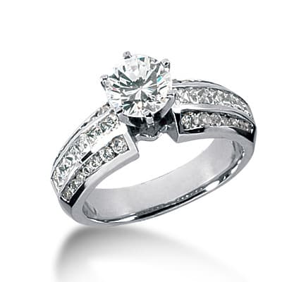 Ladies 14KT White Gold Platinum Fancy Engagement Ring ENR958