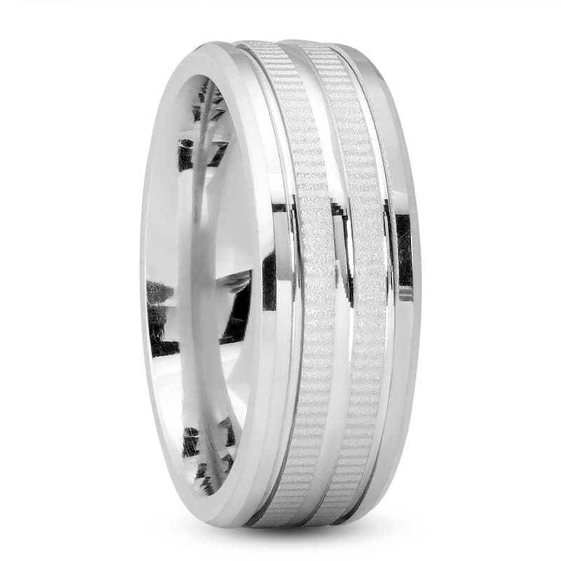 Mens 14KT White Gold Platinum Traditional Wedding Band M695