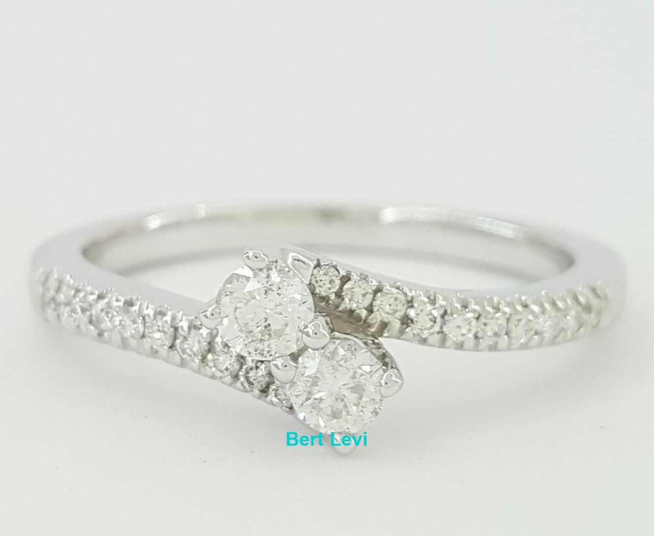 Ever Us Two Stone 0.5 ct 14K White Gold Round Cut Diamond Engagement Ring 10.5