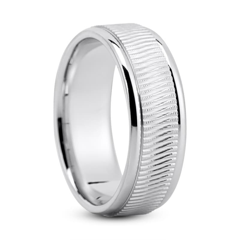 Mens 14KT White Gold Platinum Traditional Wedding Band M8066