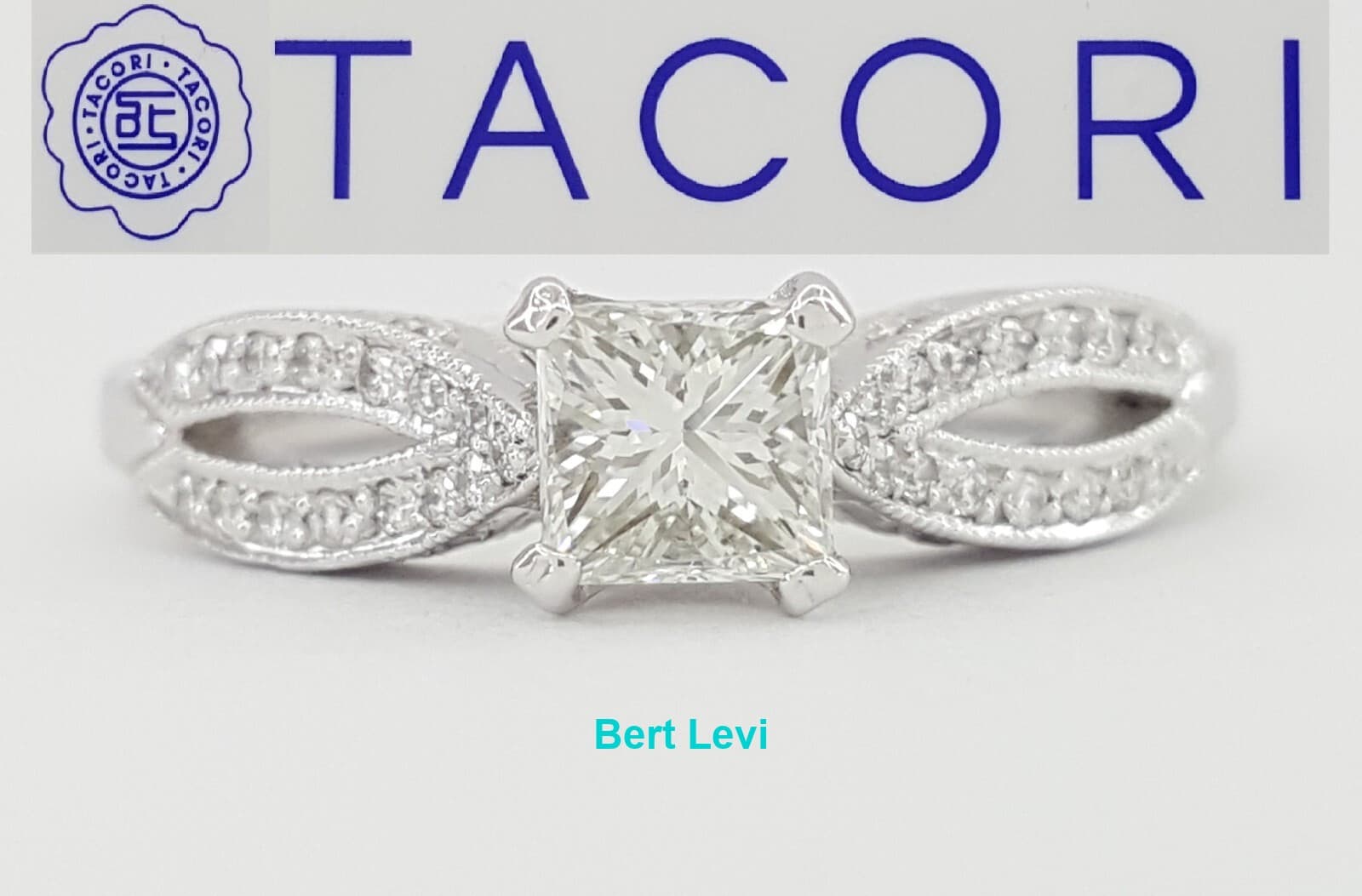 TACORI Platinum Princess Cut Diamond Engagement Ring 0.52 ct Rtl $3,970