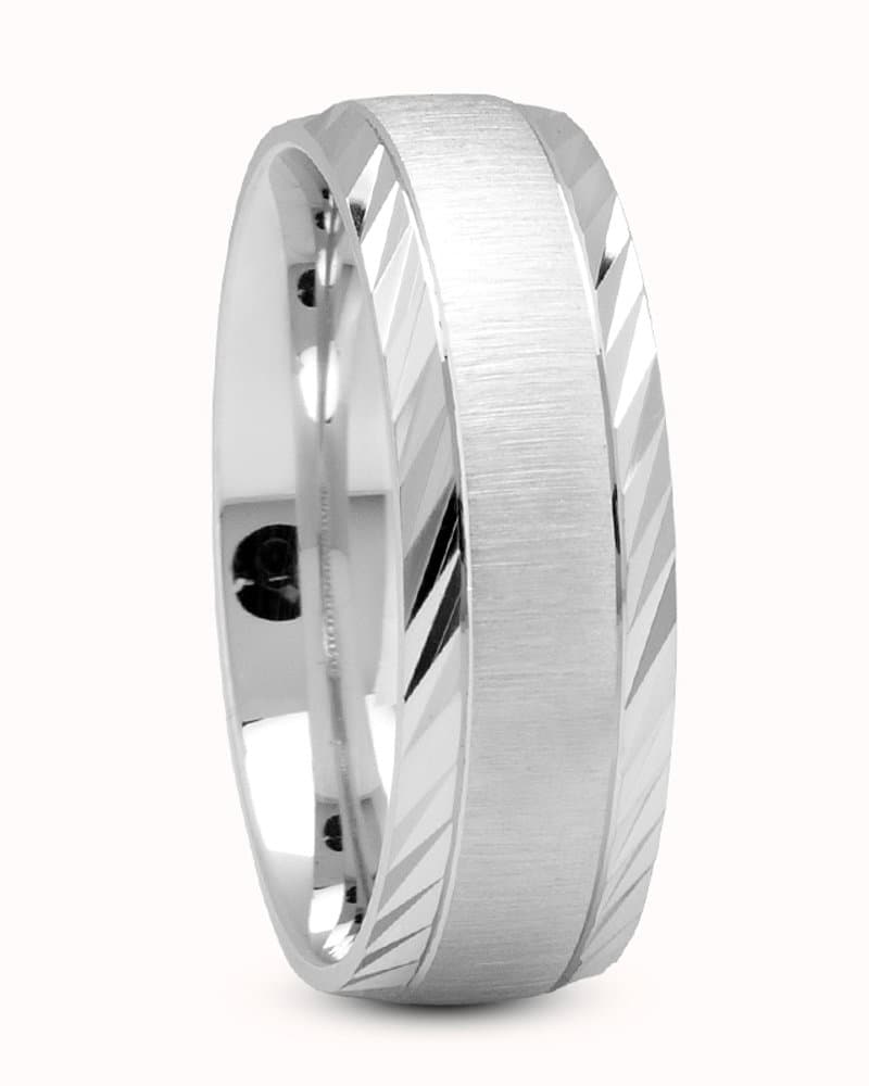 Mens 14KT White Gold Platinum Traditional Wedding Band M1014