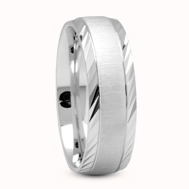 Mens 14KT White Gold Platinum Traditional Wedding Band M1014