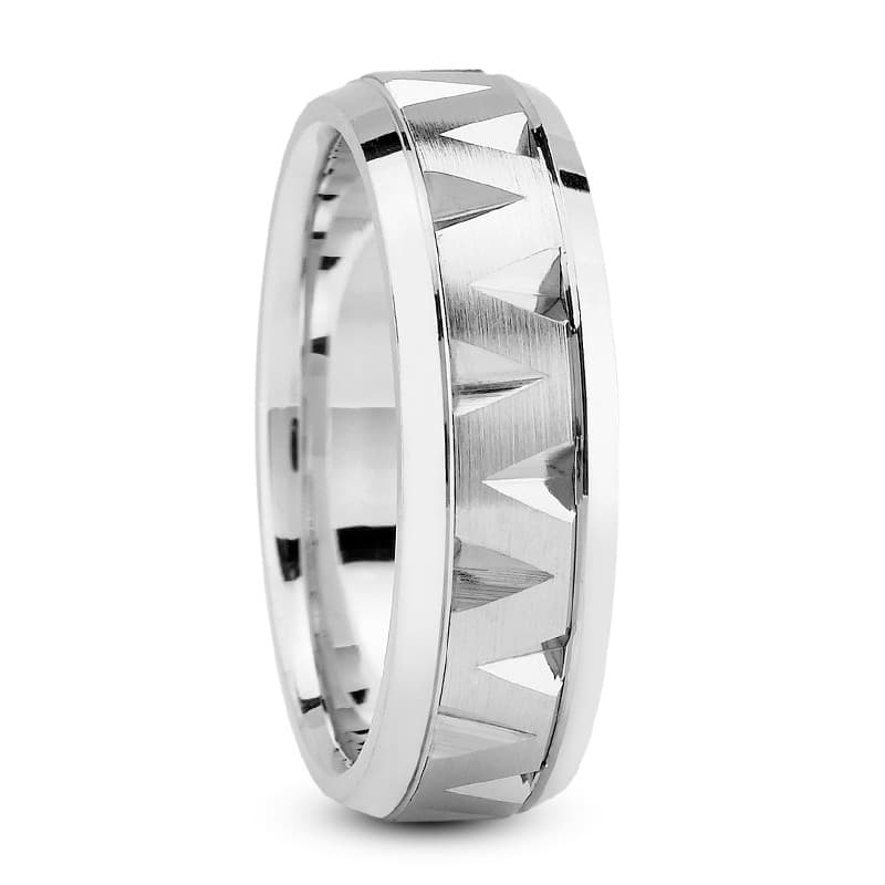 Mens 14KT White Gold Platinum Traditional Wedding Band M802