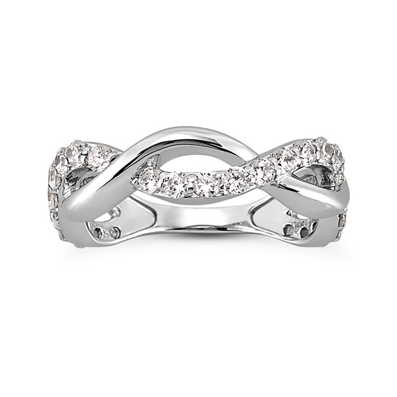 Ladies 14KT White Gold Platinum Round Diamond Wedding Band WB5368