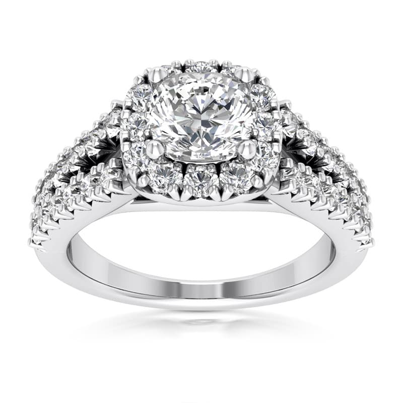 Ladies 14KT White Gold Platinum Engagement Rings ENR9488-5.5x5.5