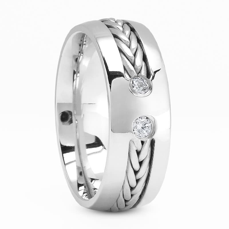 Ladies 14KT White Gold Platinum Traditional Wedding Band DB1156-RD