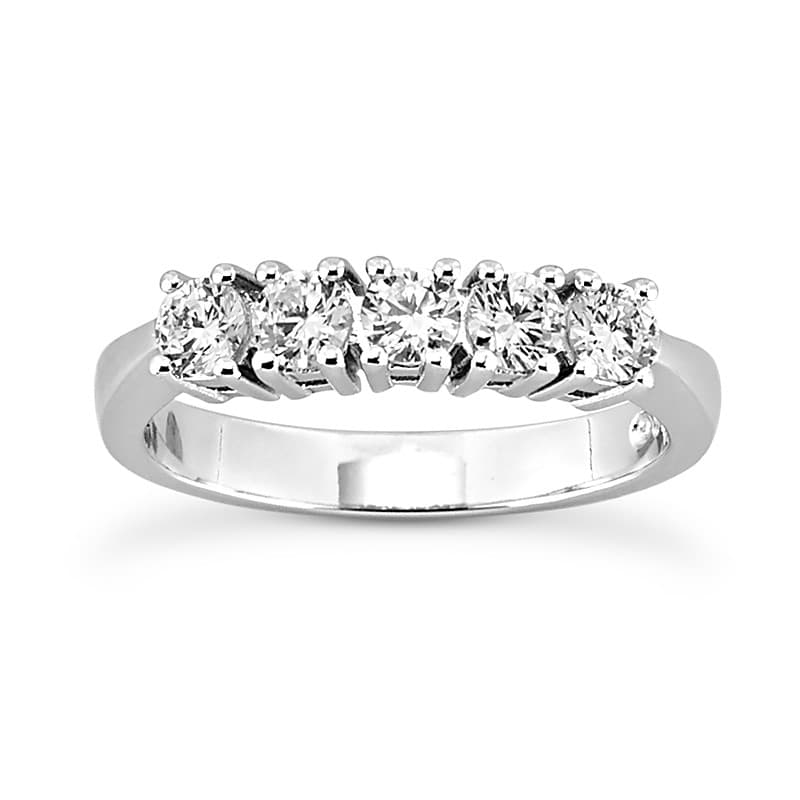 Ladies 14KT White Gold Platinum Round Diamond Wedding Band WB786