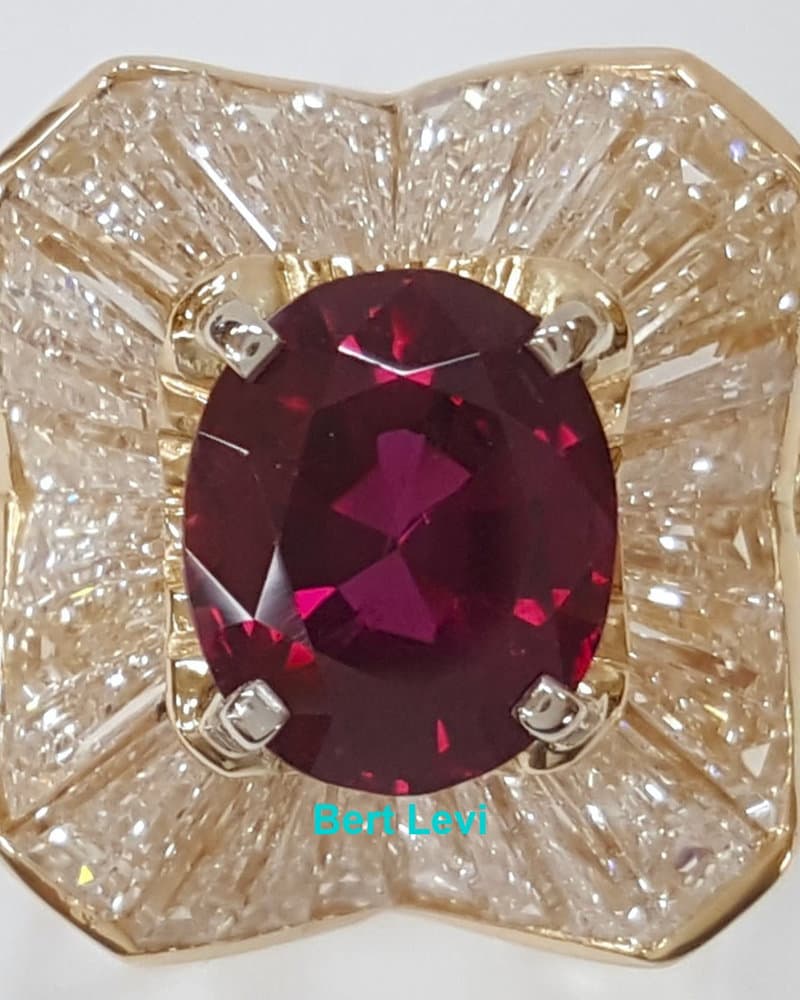 Oscar Heyman No Heat Oval Ruby & Diamond Ballerina Ring 5.11 ct GIA