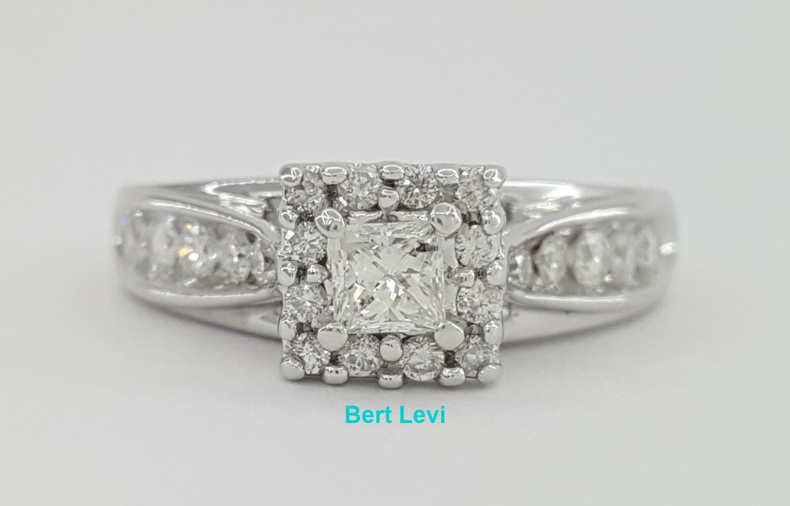 0.65 ct 14K White Gold Keepsake Princess Diamond Halo Engagement Ring