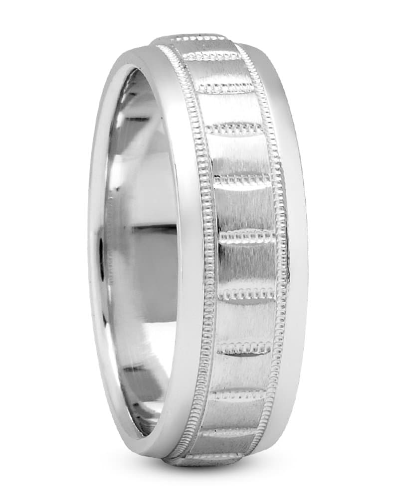Mens 14KT White Gold Platinum Traditional Wedding Band M1010