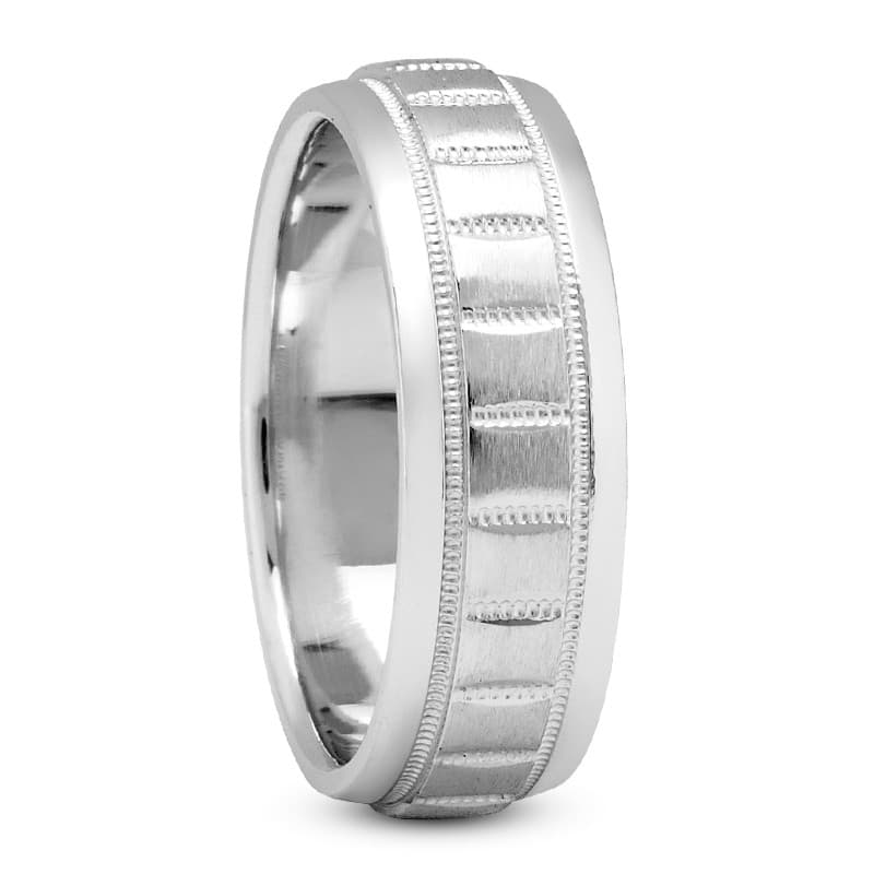Mens 14KT White Gold Platinum Traditional Wedding Band M1010