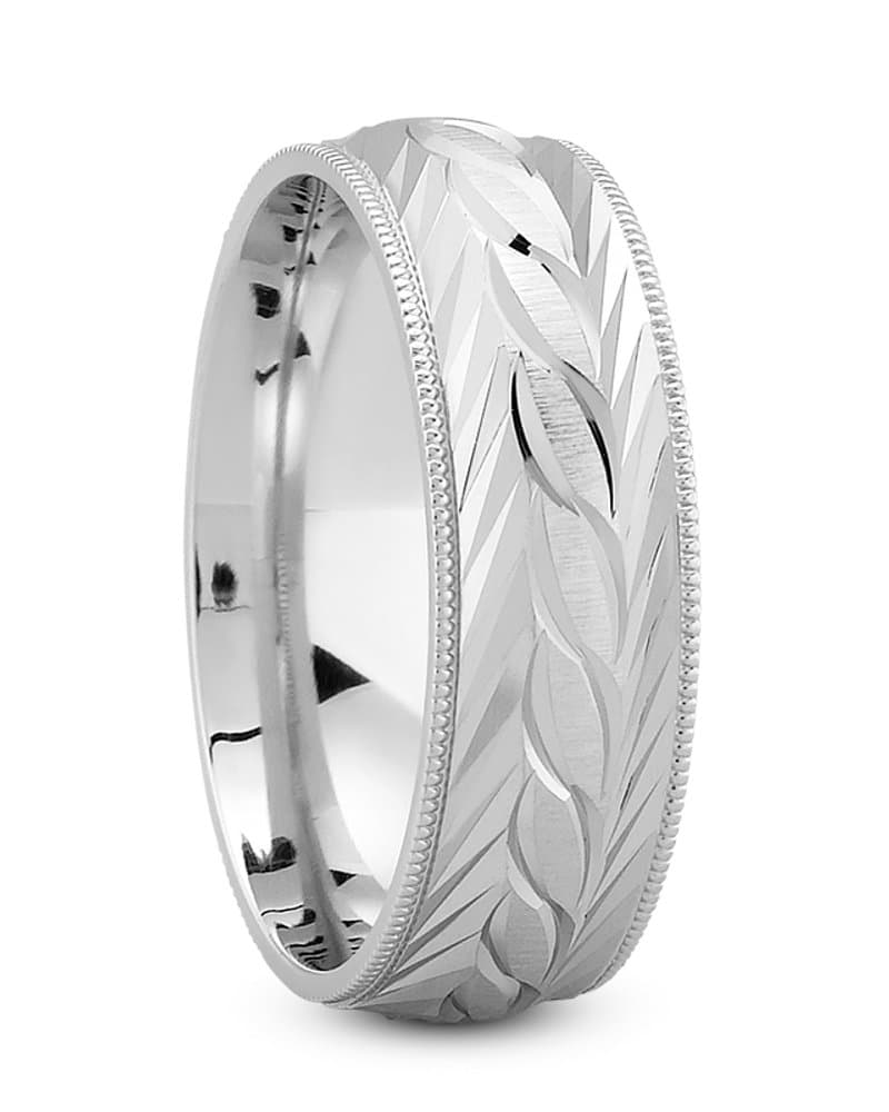 Mens 14KT White Gold Platinum Traditional Wedding Band M1029