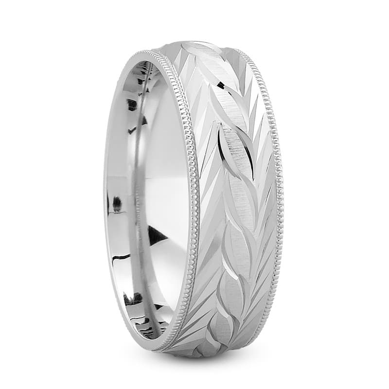 Mens 14KT White Gold Platinum Traditional Wedding Band M1029