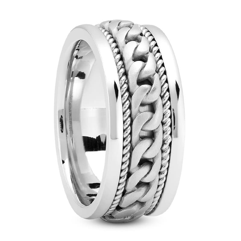 Ladies 14KT White Gold Platinum Traditional Wedding Band HM121