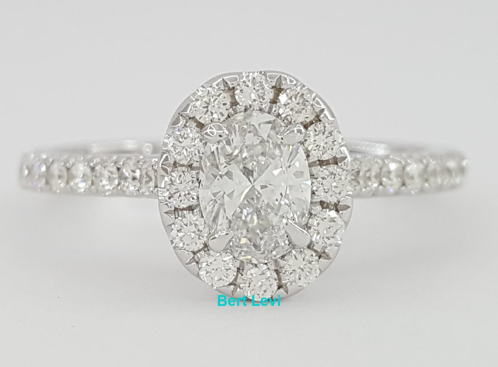 Oval Brilliant Cut Diamond Halo Engagement Ring D/SI2 GIA14k White Gold 1.05 ct