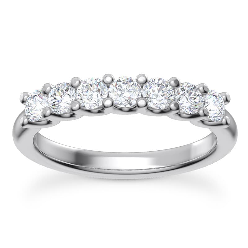 Ladies 14KT White Gold Platinum Round Diamond Wedding Band WB2825-7