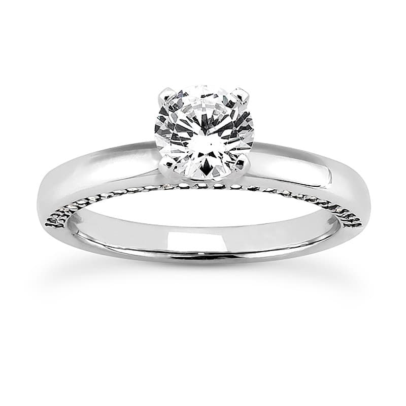 Ladies 14KT White Gold Platinum Round Diamond Tailored Engagement Set ENS3129-A