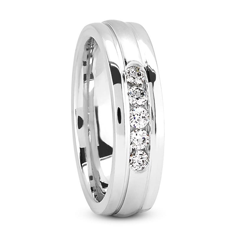 Ladies 14KT White Gold Platinum Traditional Wedding Band DB1212-6-RD