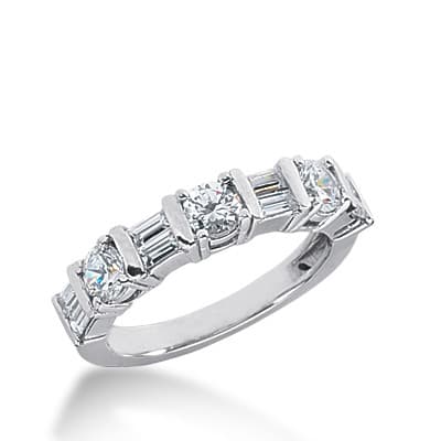 Ladies 14KT White Gold Platinum Diamond Wedding Band WB2374