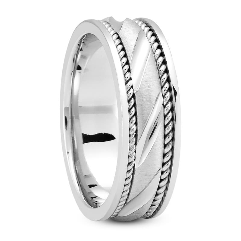Ladies 14KT White Gold Platinum Traditional Wedding Band HM133
